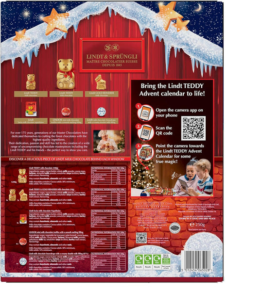 Lindt Teddy Milk Chocolate AR Advent Calendar 2025 – Large 250G – 24 Bear & Friends Chocolates – Festive Gift for Him & Her