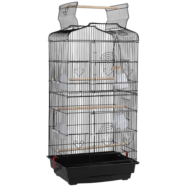 Costoffs Bird Cage Open Top Metal Birdcage with Tray, Feeders, Double-Door, 104.5cm Height