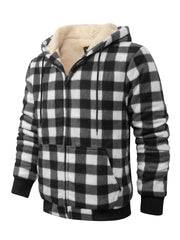 Jacket for Men Heavyweight Fleece Hoodies Thick Sherpa Lined Flannel Plaid Shirt Jacket