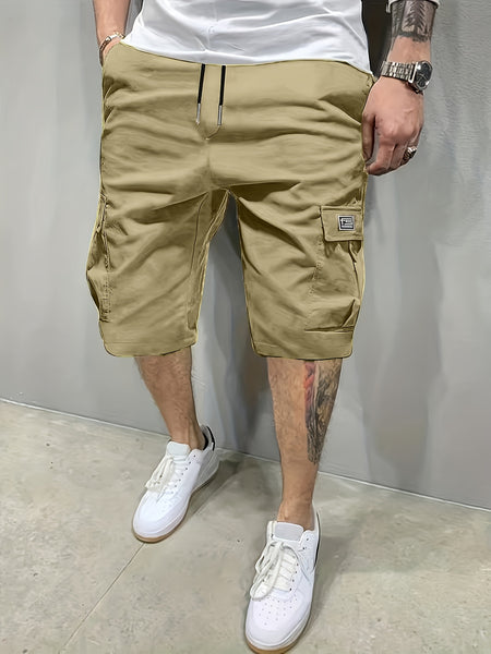 3pcs Men'S Casual Loose Cargo Shorts - Featuring Large Pockets And Letter Prints, Machine Washable Non-Stretch Fabric, Durable Design, Outdoor Style, Street Fashion, a Summer Wardrobe Essential