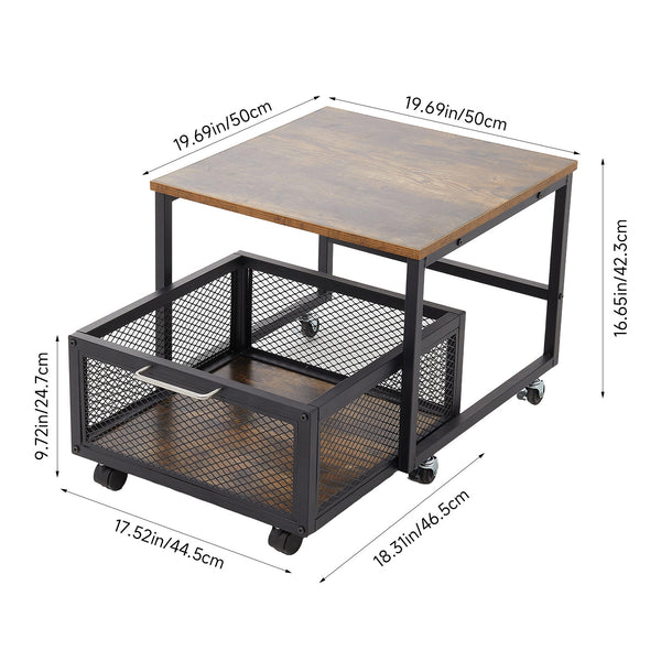 1pc Mini Fridge Stand with Storage, 50x50x42.3cm Mobile Refrigerator Stand with Lockable Wheels & Basket, Portable Cart for Kitchen Office - Perfect Home Upgrade