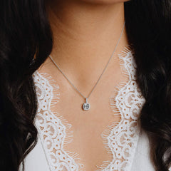 Diamonfire Sterling Silver Square Pave Set Cubic Zirconia Pendant