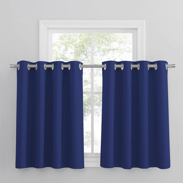 PONY DANCE Grey Blackout Thermal Insulated Curtains for Bedroom, 46 X 54 Inch Short Eyelet Curtains & Drapes, Soft Black Out 2 Panels for Window Living Room/Kitchen