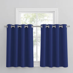 PONY DANCE Grey Blackout Thermal Insulated Curtains for Bedroom, 46 X 54 Inch Short Eyelet Curtains & Drapes, Soft Black Out 2 Panels for Window Living Room/Kitchen