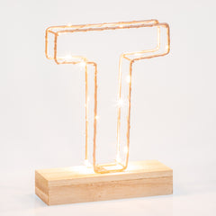 Light Up Letter | LED Alphabet Wire Frame Letter Lights | Rose Gold Copper Initials | Personalised Lighting | Battery Powered | For The Office Living Room Bedroom | Gift For Her