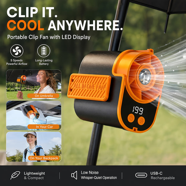 Wearable Air Conditioning Fan - USB Rechargeable, Intelligent 5-Speed High-Speed Fan, Fast Cooling, 5000Mah Battery with Super Long Battery Life, Built-In Flashlight, Ideal for Outdoor Camping, Sports, And Work