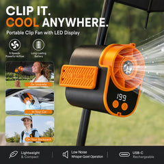 Wearable Air Conditioning Fan - USB Rechargeable, Intelligent 5-Speed High-Speed Fan, Fast Cooling, 5000Mah Battery with Super Long Battery Life, Built-In Flashlight, Ideal for Outdoor Camping, Sports, And Work