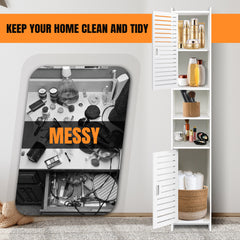 Bathroom Cabinet Bathroom Storage Units Floor Standing Display Cabinet, Free-standing Floor Cabinets,Home Storage Furniture Organizer Cupboard Unit for Kitchen,Hallway,Bedroom,20L×20W×116H CM