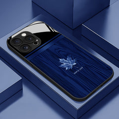 Phone Case: Premium Linear Brown Black Red Maple Leaf Pattern Glass Phone Case for iPhone 17 Air/16/15/14/13/12/11/Plus/Pro/Pro Max and Galaxy S, A Series/S22/S23/S24 FE/S25/S26 ULTRA PLUS.It Is the First Choice of Gift for Family, Loved Ones