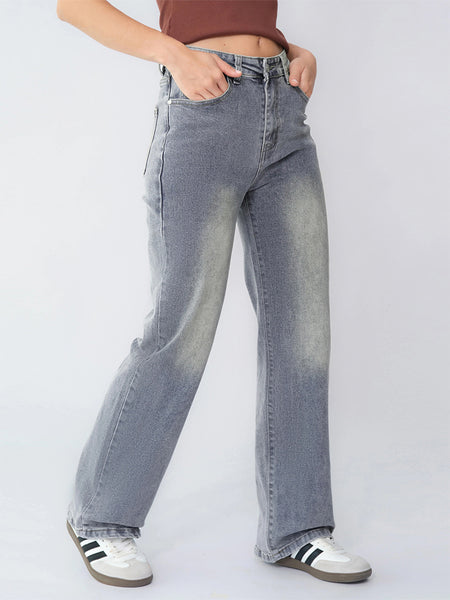 [Petite]KatchMe Women'S Wide Leg Jeans - Mid Rise Relaxed Fit Denim Pants, Soft Stretch Comfortable Trousers for Fall & Winter, Streetwear Casual Bottoms