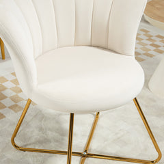 Modern Armchair, Velvet Tufted Accent Chair with Lotus Backrest, Occasional Chair with Steel Legs for Living Room, Bedroom