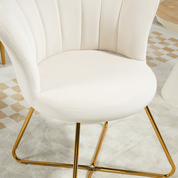 Modern Armchair, Velvet Tufted Accent Chair with Lotus Backrest, Occasional Chair with Steel Legs for Living Room, Bedroom