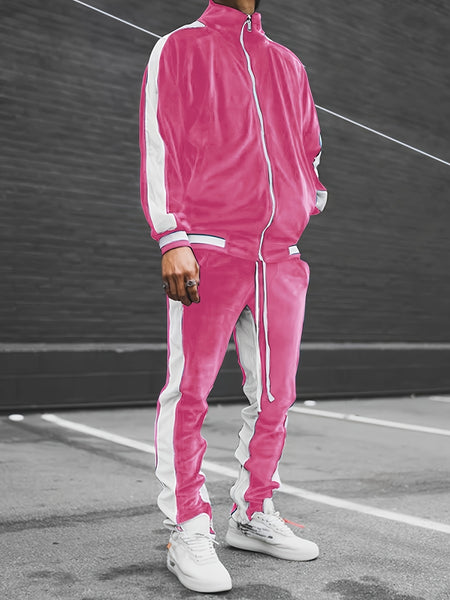 Men'S Velour Tracksuit Sweatsuit Set Jogging Suits Full Zip Casual Jackets Pants 2pcs Outfit Athletic Workout