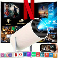 A Compact Projector That Can Decode 4K Videos, Has a Local Resolution of 720P, And Features Wireless And Wireless 5.2 Connectivity. This Portable Device Includes Automatic Vertical Keystone Correction And a Stand That Can Rotate 180 Degrees