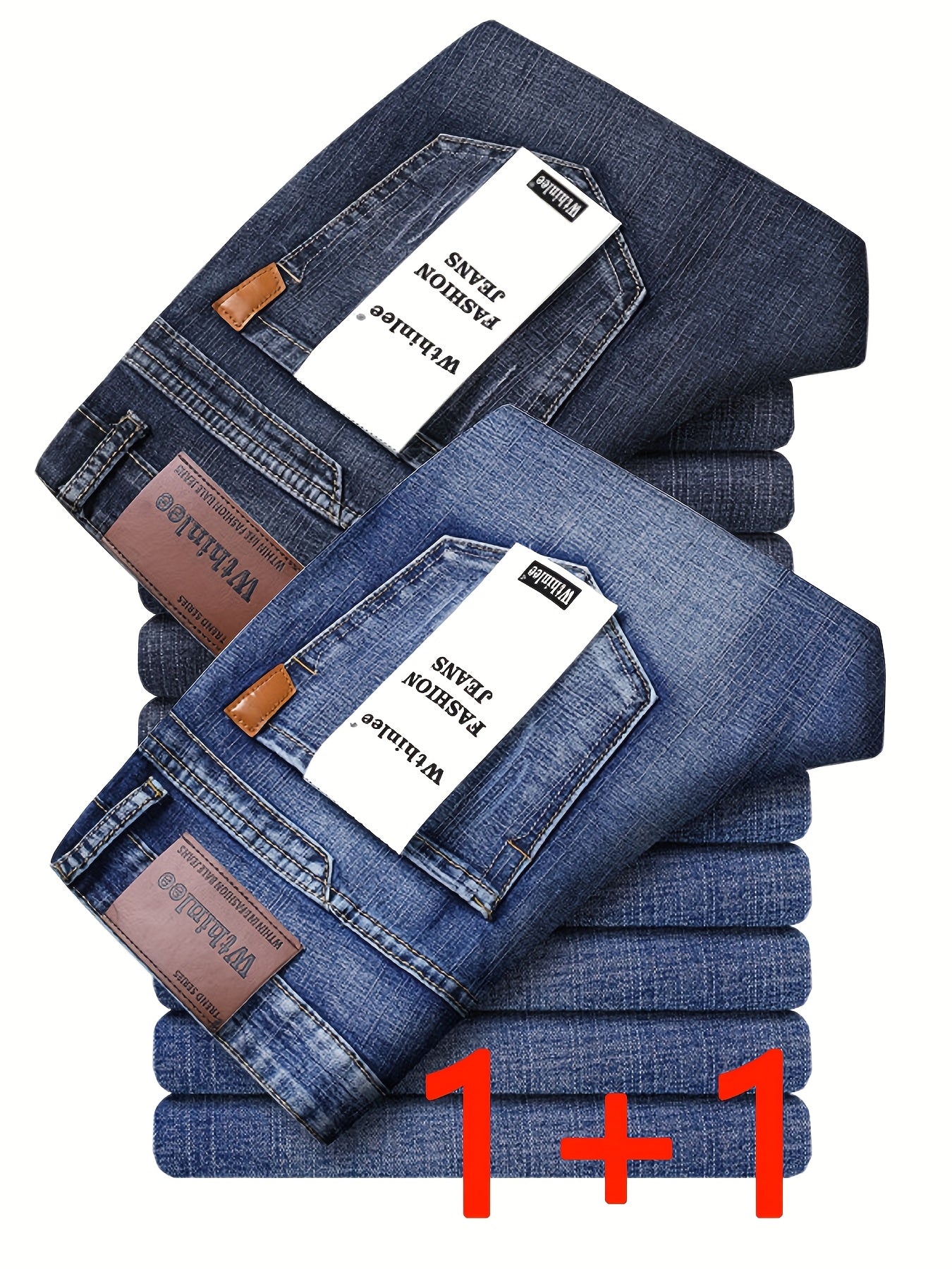 2026 Four-Season Men's Loose Straight-Leg Jeans, Light Business Casual Stretch Straight-Leg Pants, Two-pc