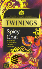 Twinings Spicy Chai Tea Warming & Aromatic Black Tea Spices of Cinnamon, Clove & Ginger with Assam Tea Base, 40 Biodegradable Tea Bags