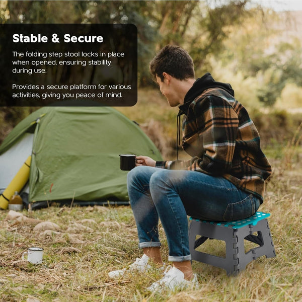 9 Inch Folding Step Stool With Carry Handle & Anti Skid Footpad | Foldable & Collapsible Step Stool