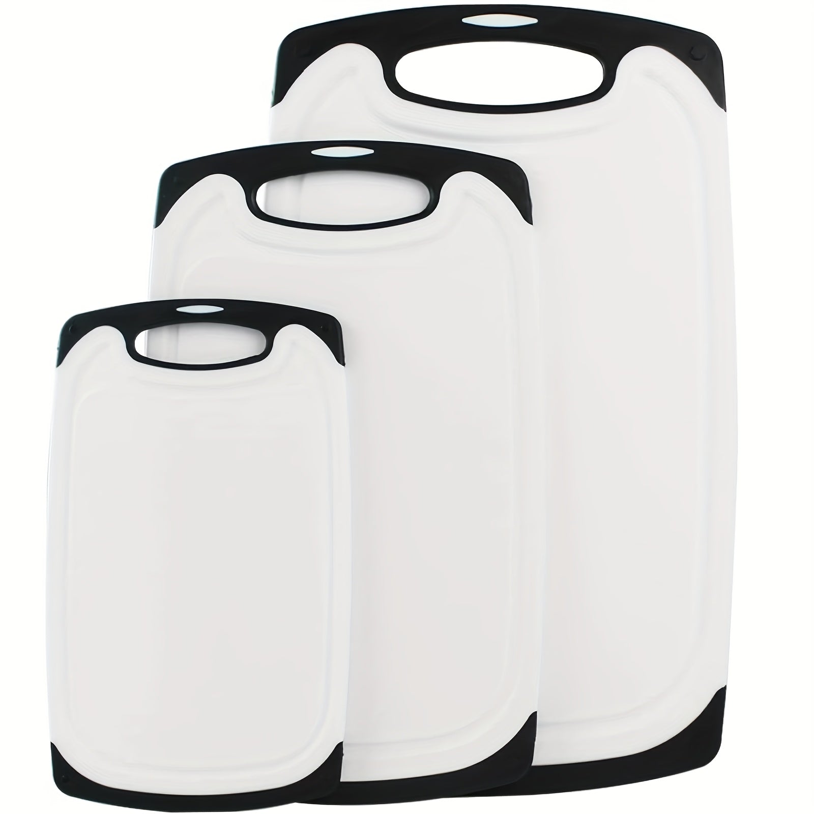 3pcs Large Plastic Cutting Board Set with Non-Slip Base & Ergonomic Handle - Dishwasher Safe, Heavy-Duty Kitchen Chopping Boards with Rounded Edges, & Design, Space-Saving Stackable for Meat, Vegetables, Cheese - Durable & Easy to Clean (No Batterie