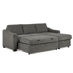Coddle Aria Grey Fabric Convertible Sofa Bed with Chaise