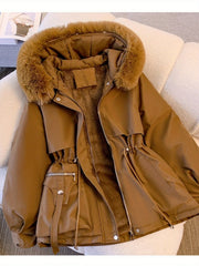 [Winter Coat Women] Women's Parka Autumn And Winter 2025 New Slim Parka, Fashionable And Versatile Plush One-piece Coat, Solid Color Daily Casual Style, Elegant Temperament Style, Comfortable And Warm to Wear, Halloween And Christmas Clothes Women