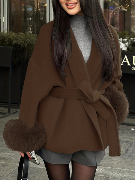 New Autumn/Winter Sophisticated Style Tie-Strap Coat for Women, Elegant and High-End, Overcoat