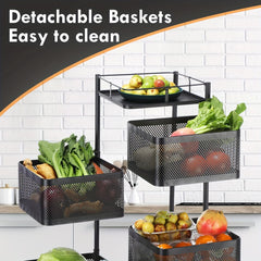 6 Tier Kitchen Rotating Storage Trolley Cart Utility Vegetable Mobile Shelf Rack