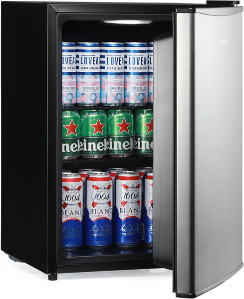 Subcold Cave60 LED Solid Door Beer Fridge for Wine & Drinks | Mini Chiller with Can Dispenser | 54 Cans (Black)