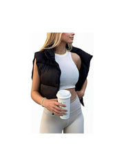 Women's Fashion High Neck Cropped Waistcoat