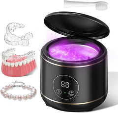 Padonco Ultrasonic Retainer Cleaner, 45Khz Ultrasonic Denture Cleaner Machine with Uv-Light, Portable Ultrasonic Cleaner for Aligner, Mouthguard