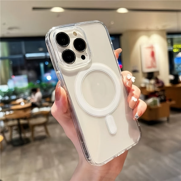 High-Definition Clear Magnetic Phone Cover Featuring a Non-Intrusive Screen Protector, Sturdy Back, And Flexible Edges. Designed to Prevent Falls, Compatible with Iphone 11 Through 17 Series, And Supports Mag-Safe!