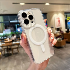 High-Definition Clear Magnetic Phone Cover Featuring a Non-Intrusive Screen Protector, Sturdy Back, And Flexible Edges. Designed to Prevent Falls, Compatible with Iphone 11 Through 17 Series, And Supports Mag-Safe!