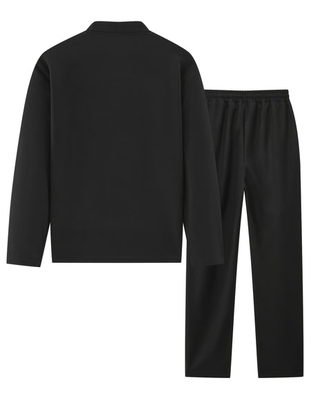 Men's 2pcs Set: Long-Sleeve Shirt and Drawstring Pants - Clean, Comfortable, Breathable