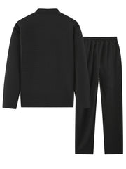 Men's 2pcs Set: Long-Sleeve Shirt and Drawstring Pants - Clean, Comfortable, Breathable
