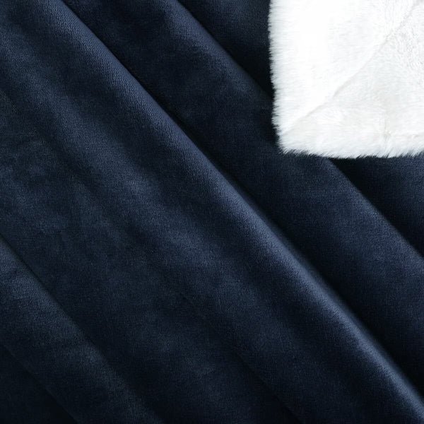 Life Comfort Ultimate Faux Fur Navy Throw, 152 X 177 Cm
