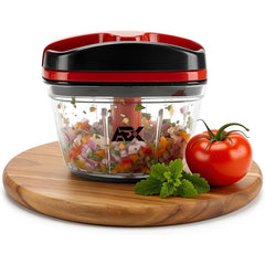 AEX Manual Food Chopper Hand Pull String Vegetable Chopper for Onion Garlic Herbs Nuts Compact Kitchen Food Processor Easy Clean Multifunction Chopper Persian Red