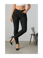 Women’s High-Waisted Stretch Jeans LOOK Jeggings Slim Fit Skinny Denim Trousers – Comfortable, Soft, Pull-On Elastic Waist Pants for Shaping Body Contour, Casual Everyday Wear, Lightweight, Breathable, Stretchy Jean Leggings, Fashion Essentials, Slimming