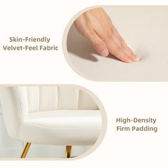 Modern Armchair, Velvet Tufted Accent Chair with Lotus Backrest, Occasional Chair with Steel Legs for Living Room, Bedroom