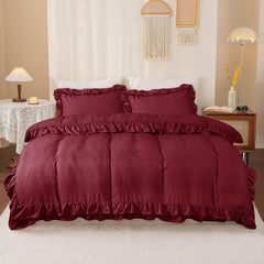 3-Piece Ruffle Frilled Duvet Cover Set – Soft, Comfortable Bedding with Pillowcases, Button Closure, Elegant Layered Design