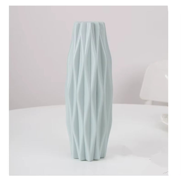 Nordic Modern Plastic Flower Vase - White Pink Blue Decorative Pot for Living Room Flower Arrangement
