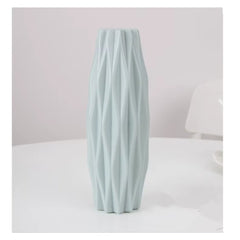 Nordic Modern Plastic Flower Vase - White Pink Blue Decorative Pot for Living Room Flower Arrangement