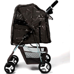 Foldable Pet Stroller With Rain Cover, Portable Foldable Outdoor Walking Cart with Large Space, Hand-Pull Design, Durable Oxford Fabric, Ergonomic Handle & Ventilation Mesh, Lightweight & Sturdy Frame For Small To Medium Dogs - Outdoor Pet Carrier, Modern