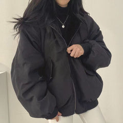 Large Size Velvet Thickened Two Sides Wear Lamb Clothes Women's Coat Winter New Zipper Hooded Coat Top