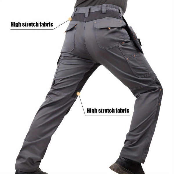 Men's Elastic Cargo Pants with Multiple Pockets, All-Season Style, 1 Piece, Middle Eastern Style