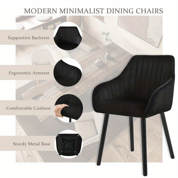 Modern Scandinavian Dining Chairs Suitable for - Ergonomic Armrests & Padded Seats with Cushioned Backrest, Soft /Upholstery & Sturdy Legs - - Modern Chairs, for, or for Company Events (Assembly Required)