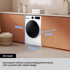 Samsung Series 5 WD90DG5G34BEEU 9Kg / 5Kg Smart Slim Depth Washer Dryer, E Rated in White