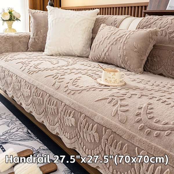 1pc Heavy-Duty Sofa Cover - Beige Floral & Leaf pattern, Non-Slip Couch Protector with Pet-Friendly One-Piece Design, Machine Washable for Living Room, Bedroom, Office - Fits Most Single/Double/Three/Four-Seater Sofas - Modern Home Decor, Sofa for Living
