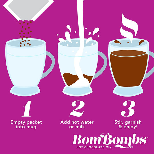 Bombombs, Hot Chocolate Mix Gift Set with Mini Cup Packaging, Dessert Flavours Include Rocky Road, Cookies Butter, Pumpkin Pie & More, Set of 12