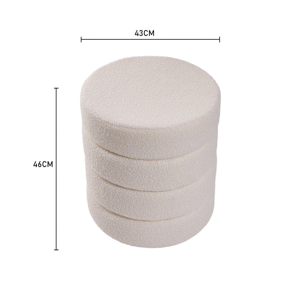Round Pouffe Stool Liviing Room Bedroom Footstool Teddy Fleece Dressing Table Stool Hallway Shoe Stool