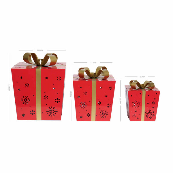 Metal Gift Boxes with LED Lights – Set of 3