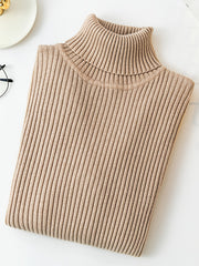 3pcs Women's Solid Color High Neck Turtle Neck Sweaters - Long Sleeve Office Wear, Soft Stretchable Winter Pullover, Suit Top, Machine Washable for or Semi-Formal Attire